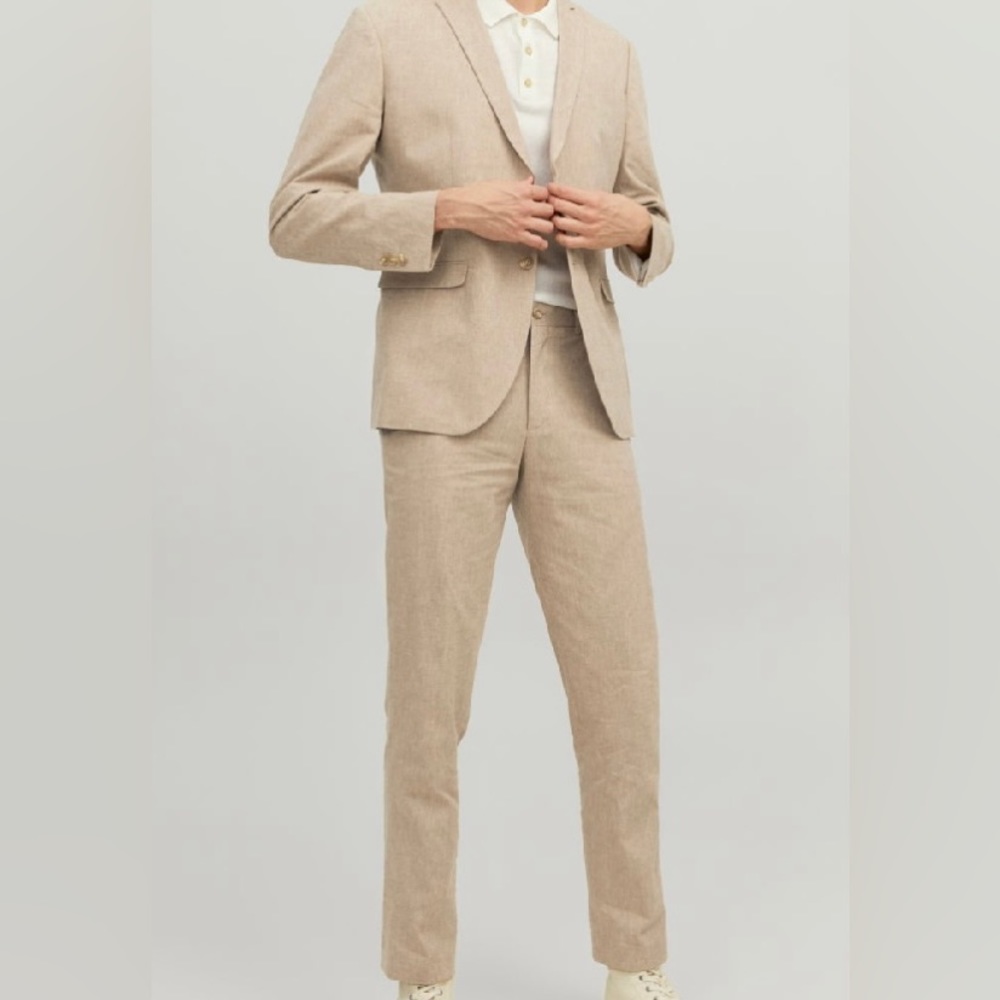 Jack & Jones  Men’s JJMarco Slim Linen Pants Beige W32/L34